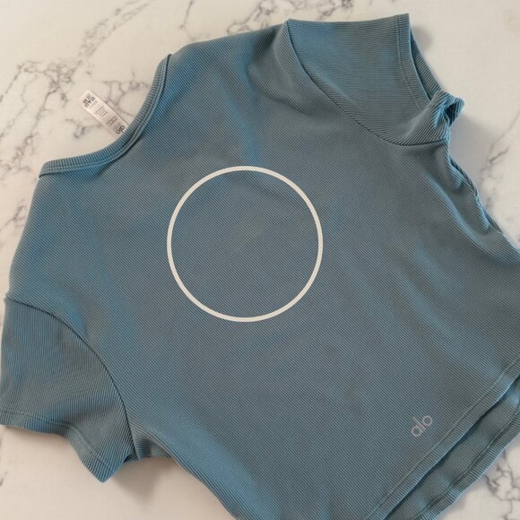 ALO Ribbed Crop Top - Seagrass - Size Large - Picture 6 of 6